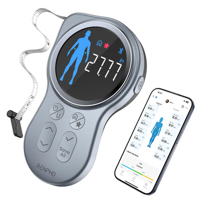 Renpho Smart Body Tape Measure+ – Inteligentna taśma miernicza, wyświetlacz LCD, Bluetooth, Szary