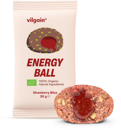 Vilgain Energy Ball BIO – Batony energetyczne, 30 g, Dżem truskawkowy