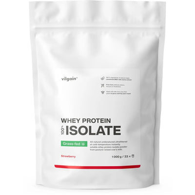 Vilgain Grass-Fed Izolat białka – Białko serwatkowe, 1 000 g, Truskawka