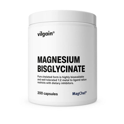 Vilgain Bisglicynian magnezu – Suplement mineralny, 200 kapsułek, Neutralny