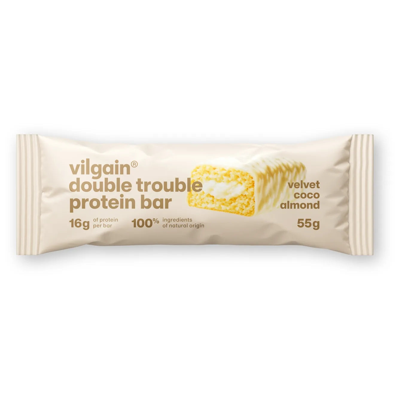 Vilgain Double Trouble Protein Bar – Baton proteinowy, 55 g, Krem kokosowo-migdałowy