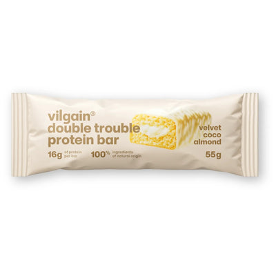 Vilgain Double Trouble Protein Bar – Baton proteinowy, 55 g, Krem kokosowo-migdałowy