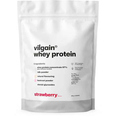 Vilgain Whey Protein – Białko serwatkowe, 1 000 g, Truskawka