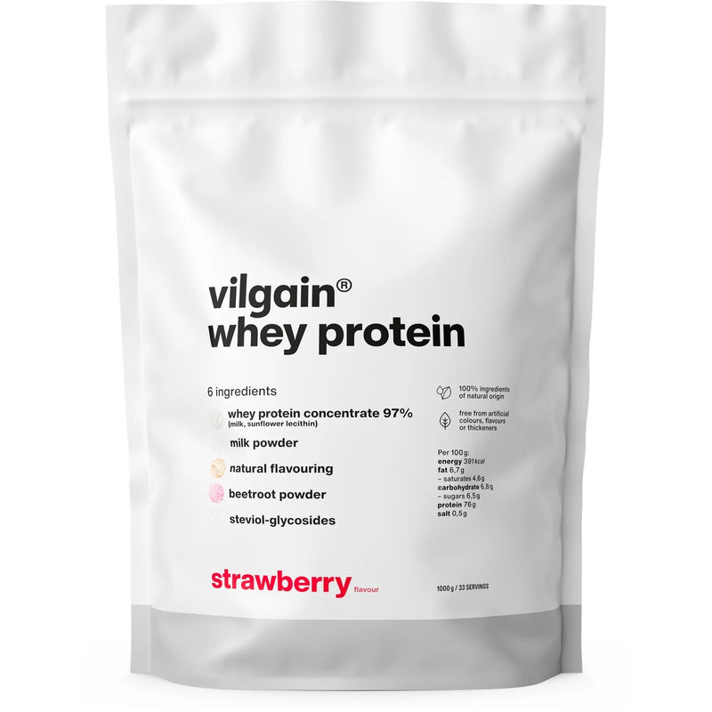 Vilgain Whey Protein – Białko serwatkowe, 1 000 g, Truskawka