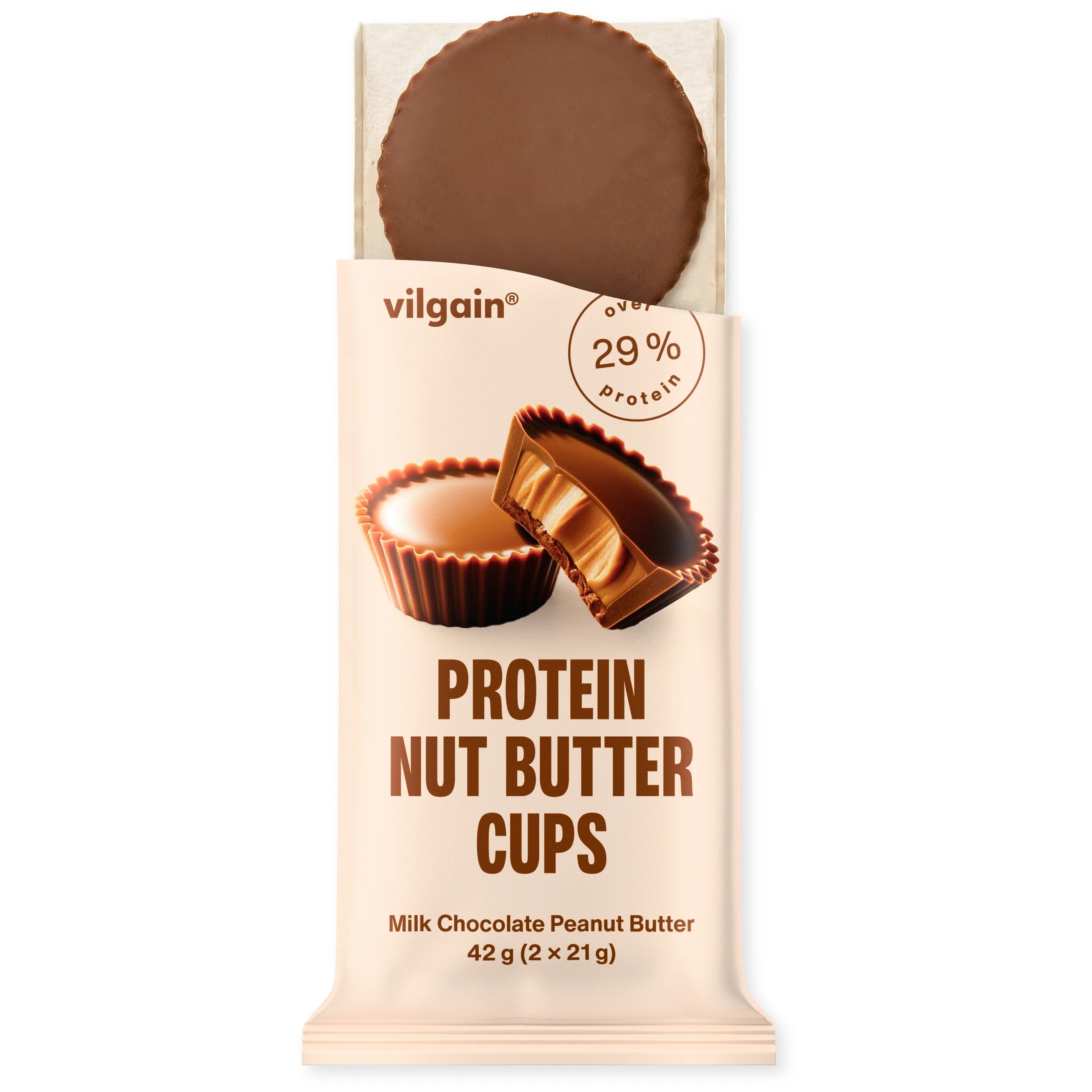 Vilgain Protein Nut Butter Cups – Czekoladki z masłem orzechowym, 42 g, Masło orzechowe w mlecznej czekoladzie