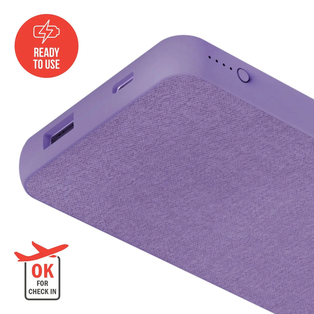 Hama powerbank FABRIC 10, 10000mAh, fioletowy