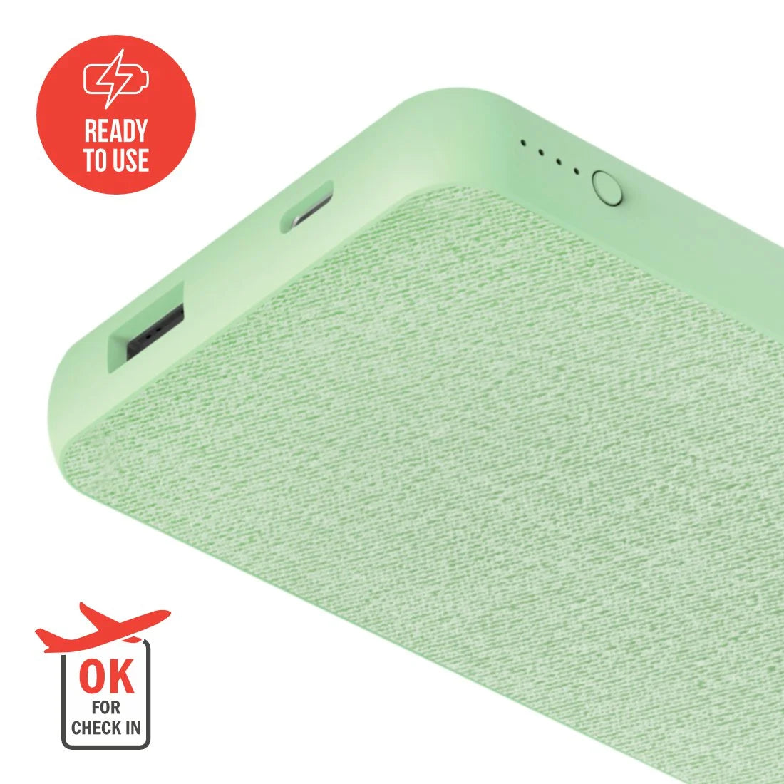 Hama powerbank FABRIC 10, 10000mAh, zielony