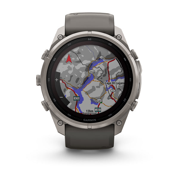 Garmin fēnix 9 Pro Solar– inReach®, 51 mm, Tytanowy z silikonowym paskiem w kolorze Pebble Gray