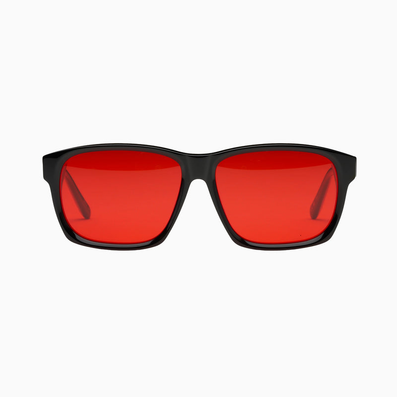 Flowlife Flowglasses Night Sync 02 – Morata Edition – Okulary blokujące światło niebieskie i zielone, Czerwone soczewki, Czarna oprawka (z polimeru)