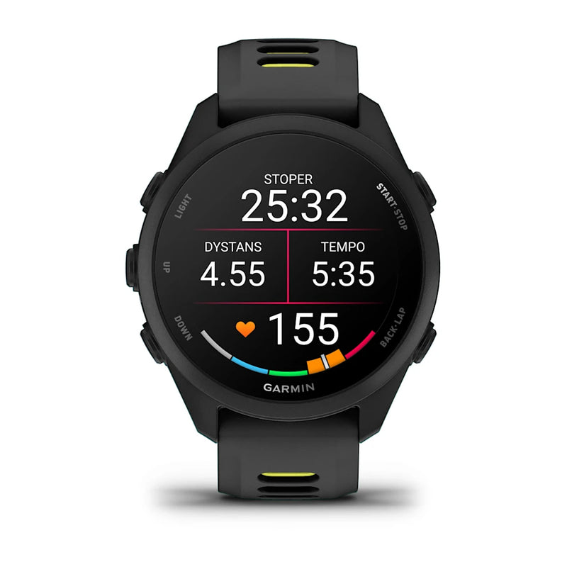 Garmin Forerunner 170 – Black / Amp Yellow z paskiem w kolorze Black / Amp Yellow