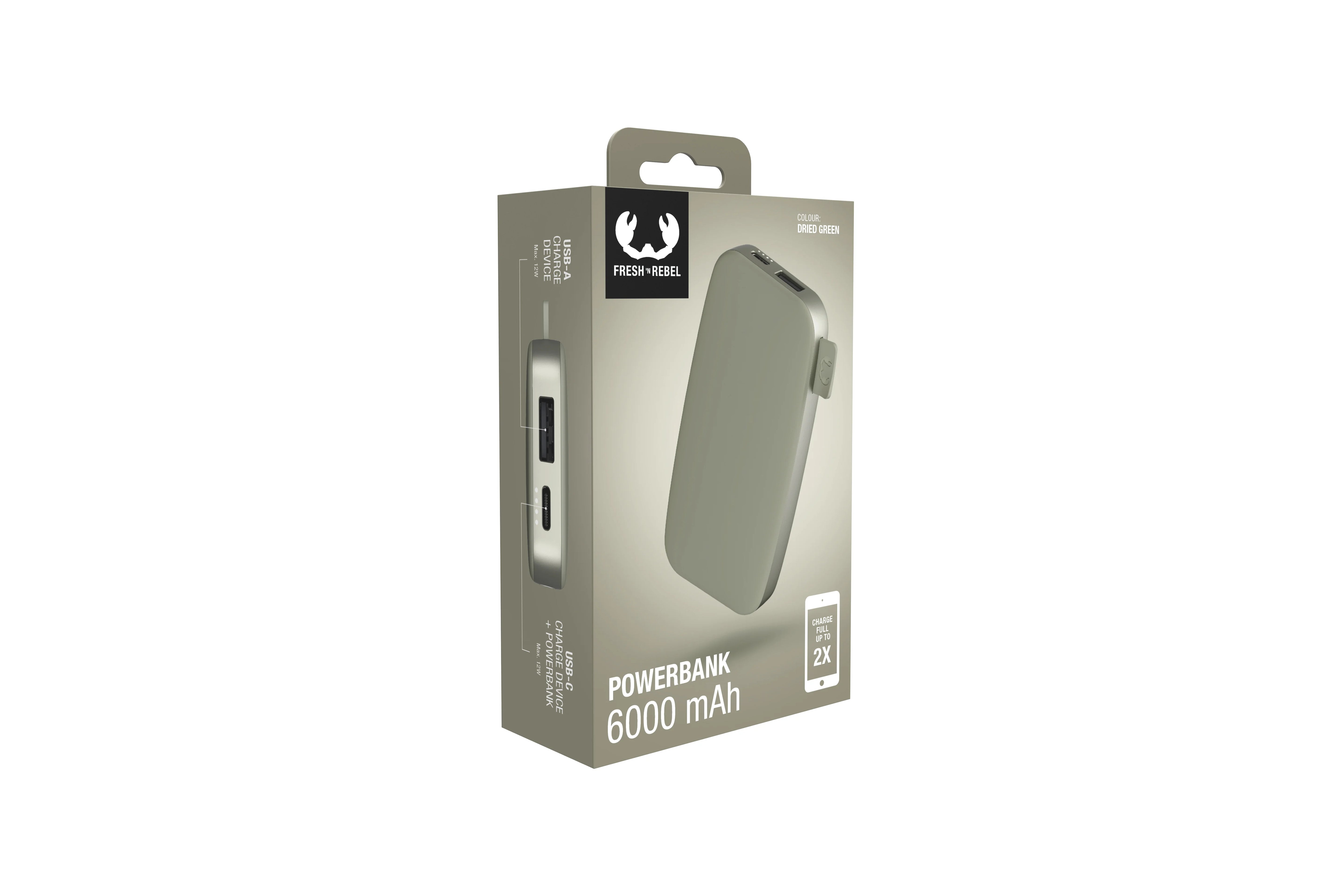 Fresh 'n Rebel Powerbank Dried Green 6000 mAh