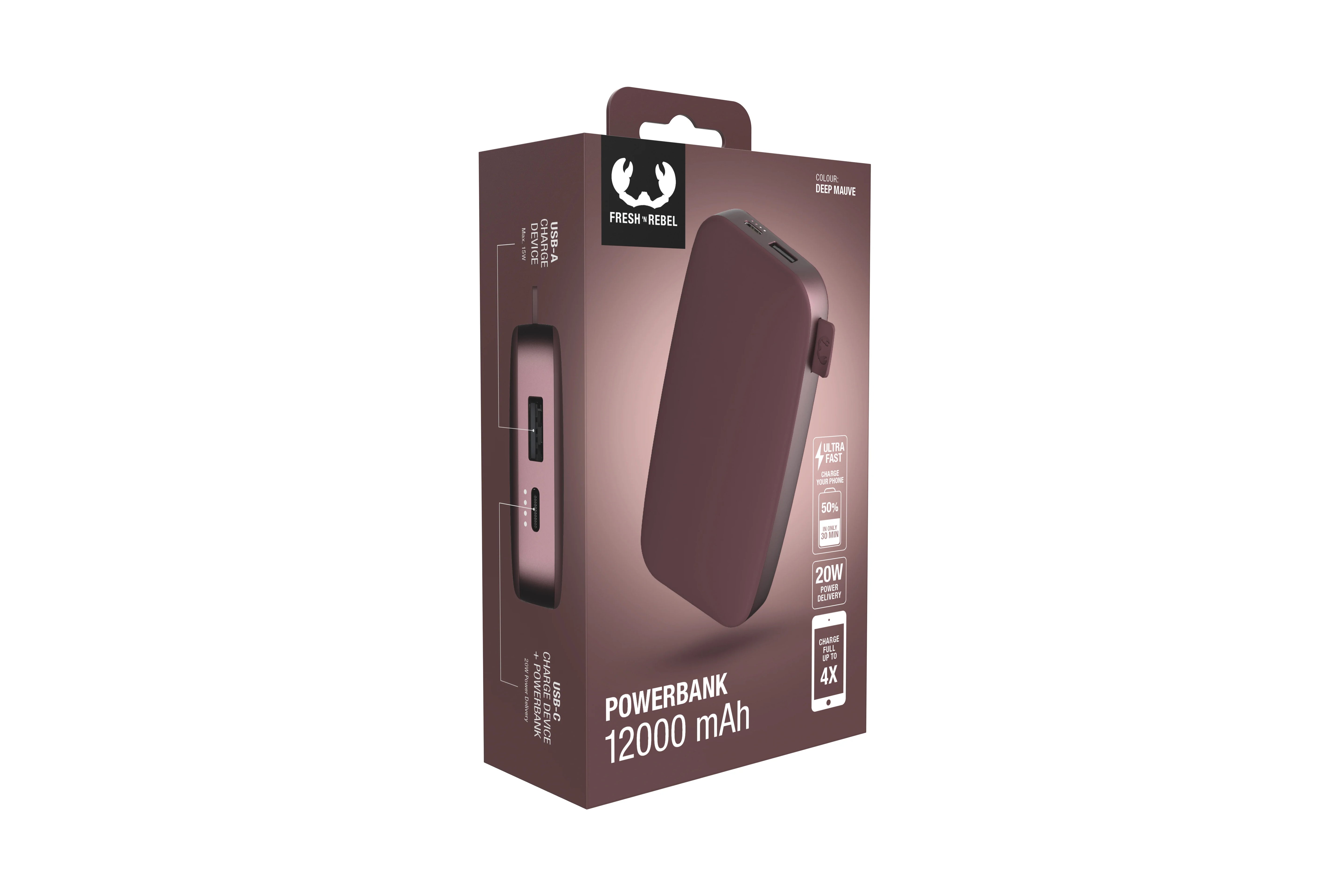 Fresh 'n Rebel Powerbank Deep Mauve 12000 mAh