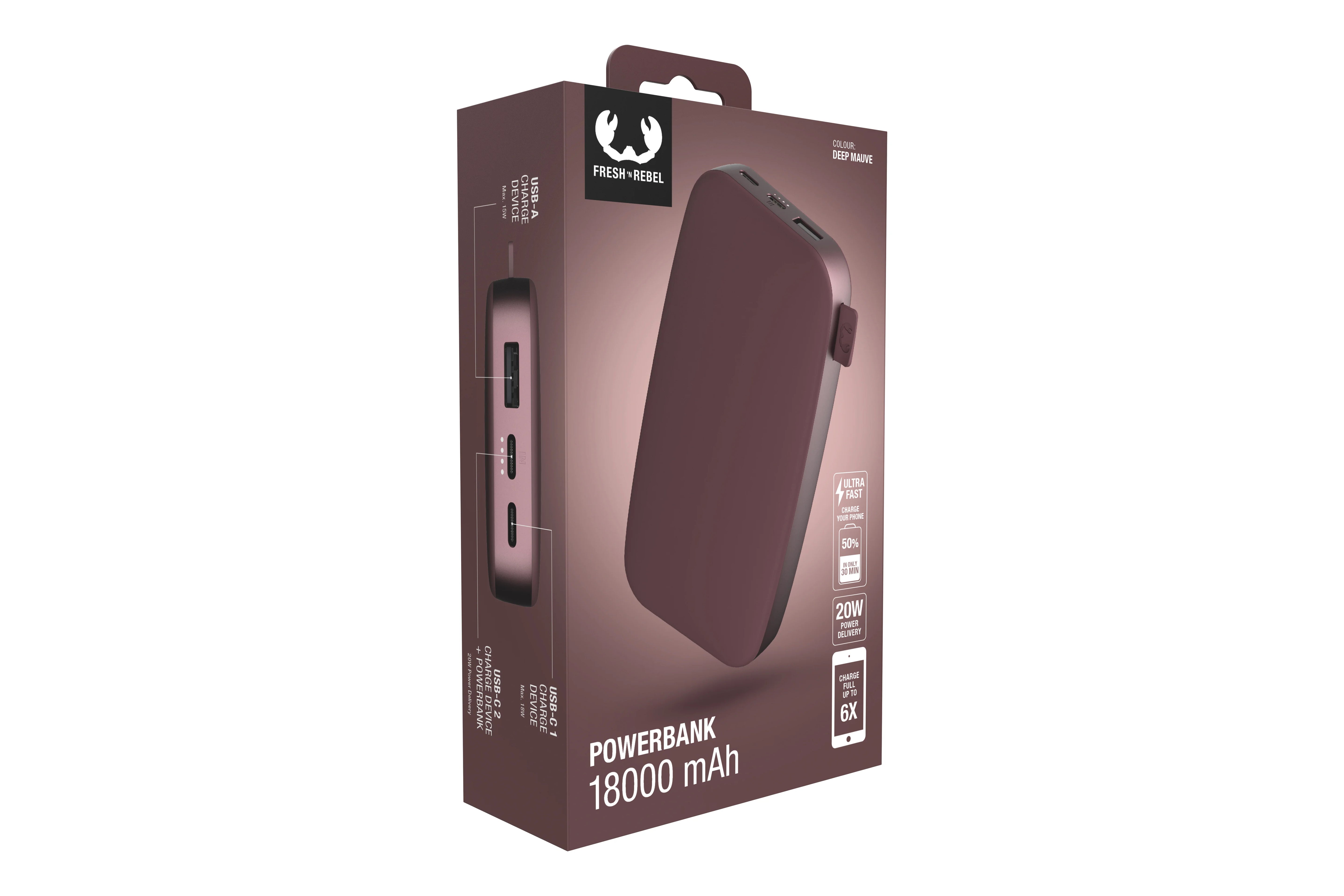 Fresh 'n Rebel Powerbank Deep Mauve 18000 mAh