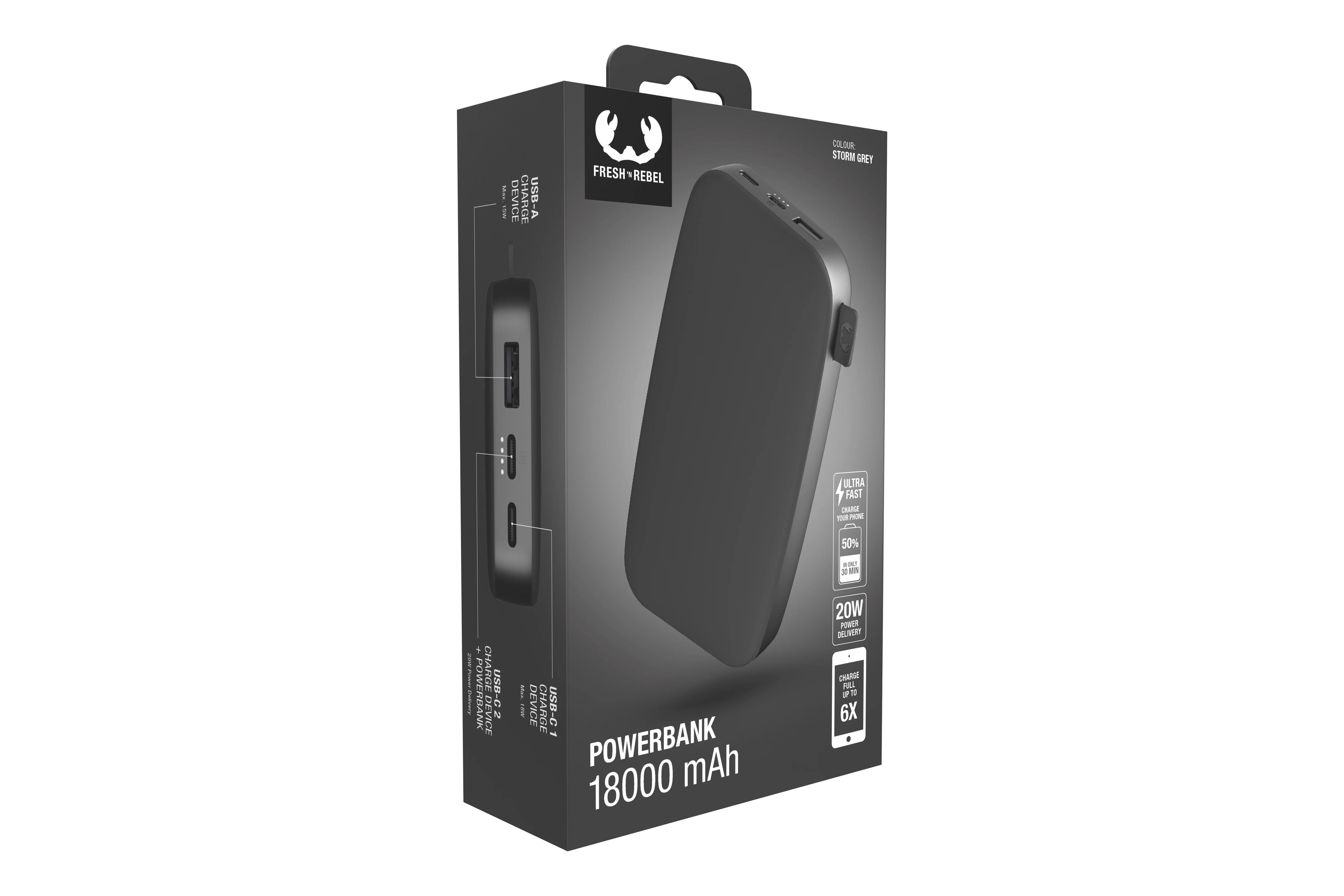 Fresh 'n Rebel Powerbank Storm Grey 18000 mAh