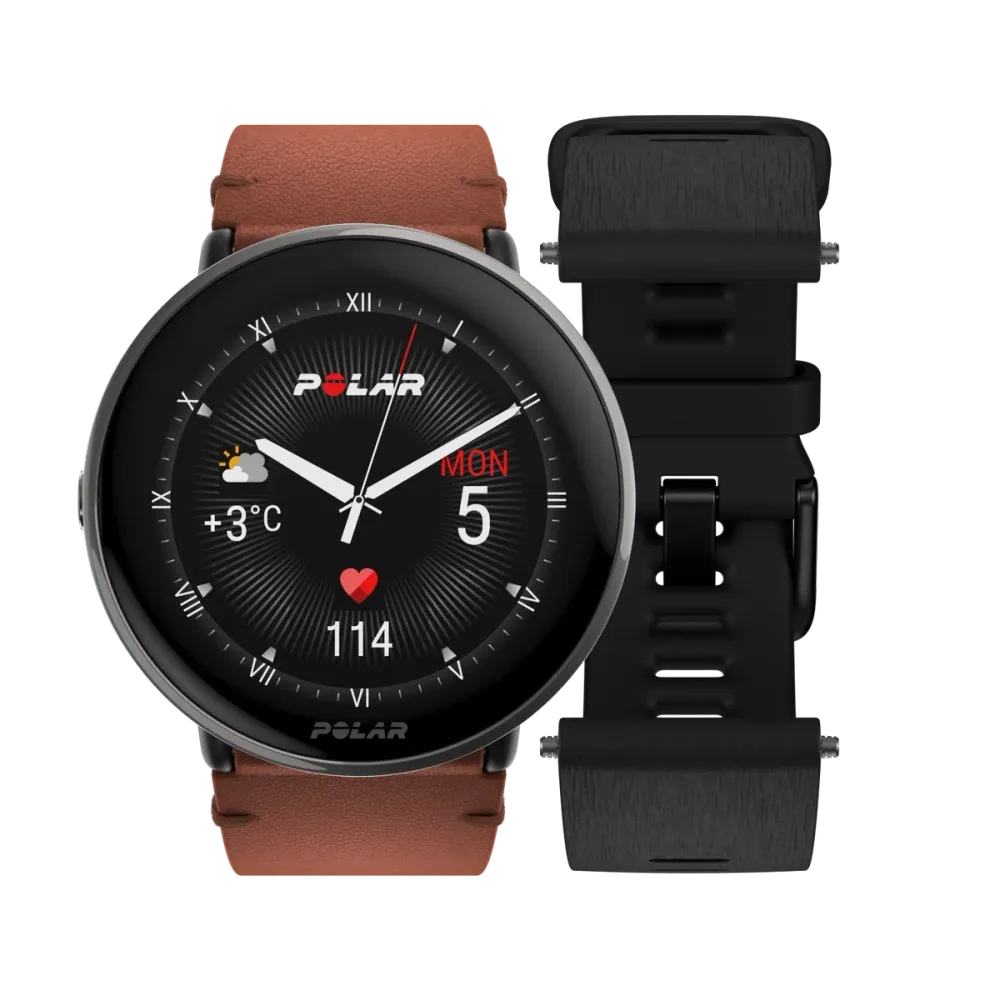 Polar Ignite 3 Titanium brązowy skórzany M/L smartwatch
