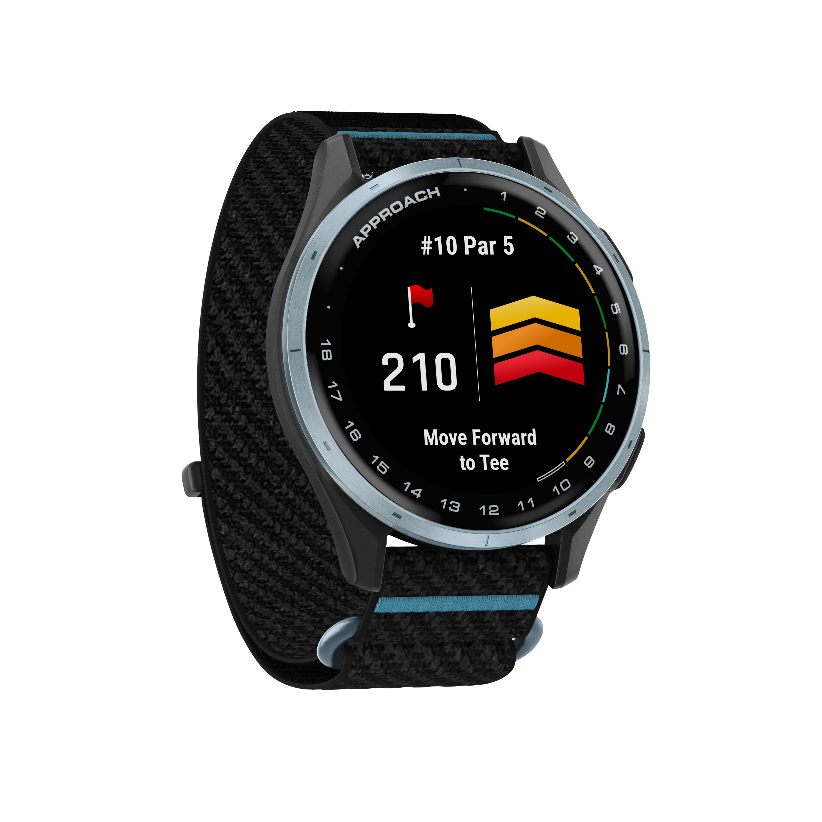 Garmin Approach® J1 – Aluminiowa ramka w kolorze Cloud Blue/Pasek ComfortFit Black/Azure