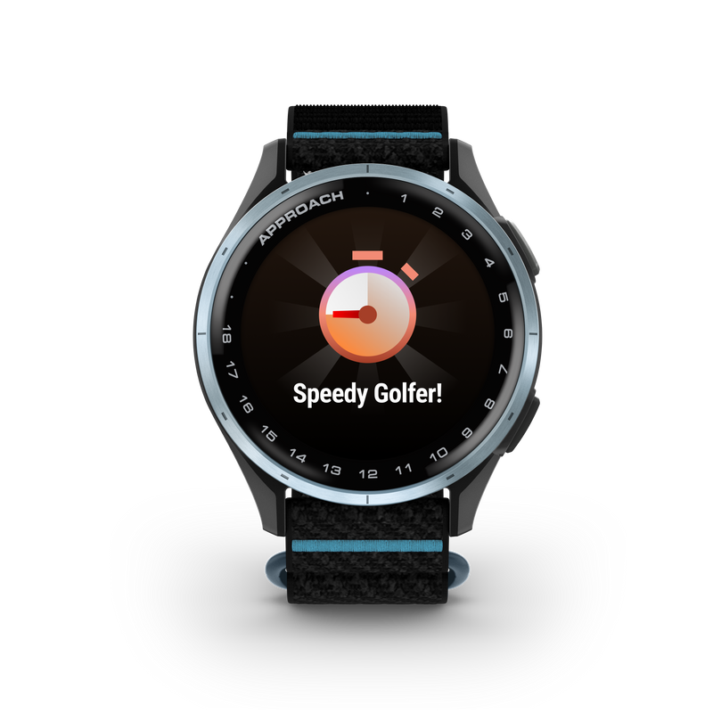 Garmin Approach® J1 – Aluminiowa ramka w kolorze Cloud Blue/Pasek ComfortFit Black/Azure