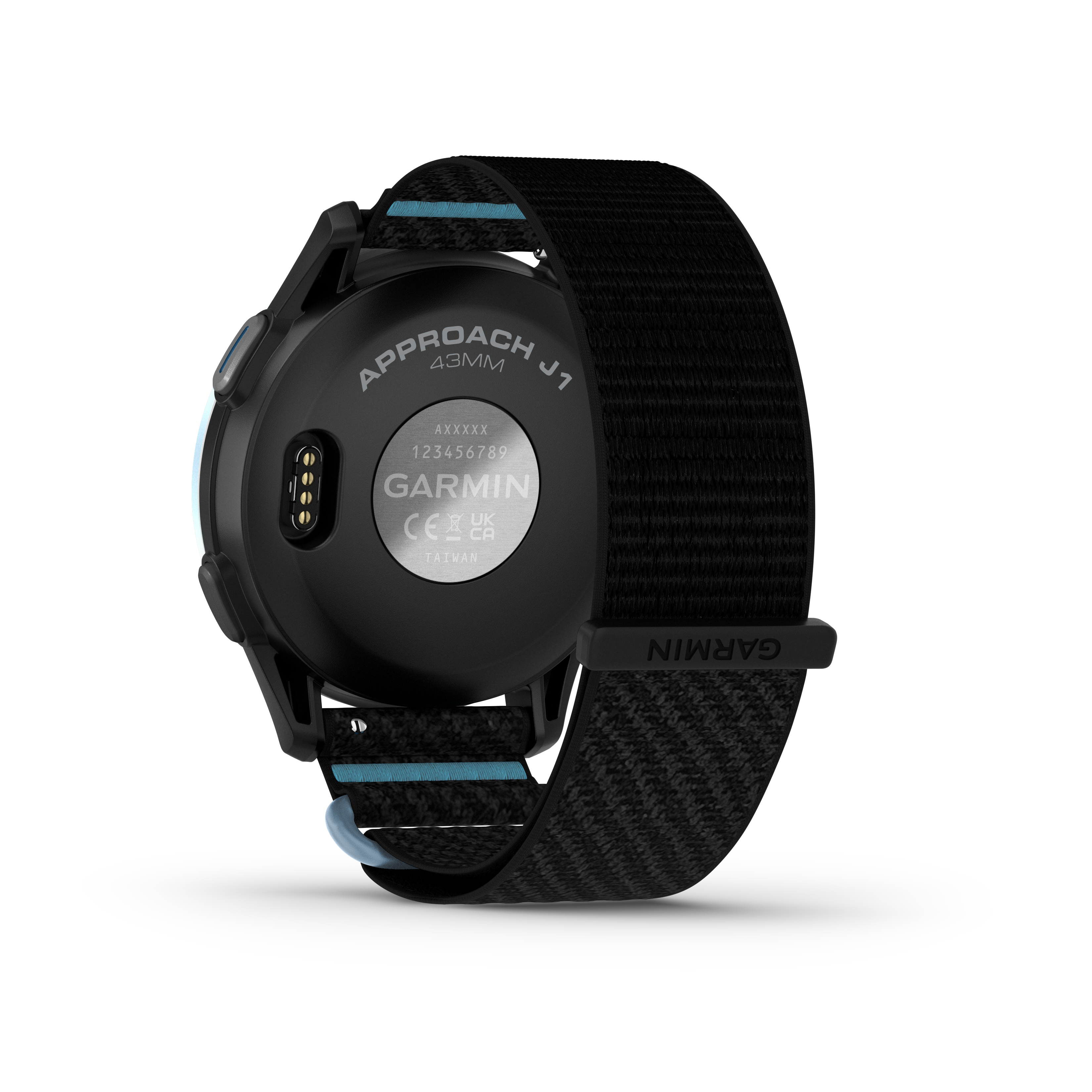 Garmin Approach® J1 – Aluminiowa ramka w kolorze Cloud Blue/Pasek ComfortFit Black/Azure