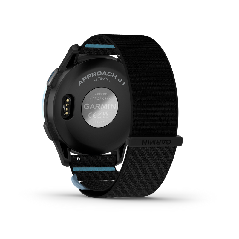 Garmin Approach® J1 – Aluminiowa ramka w kolorze Cloud Blue/Pasek ComfortFit Black/Azure