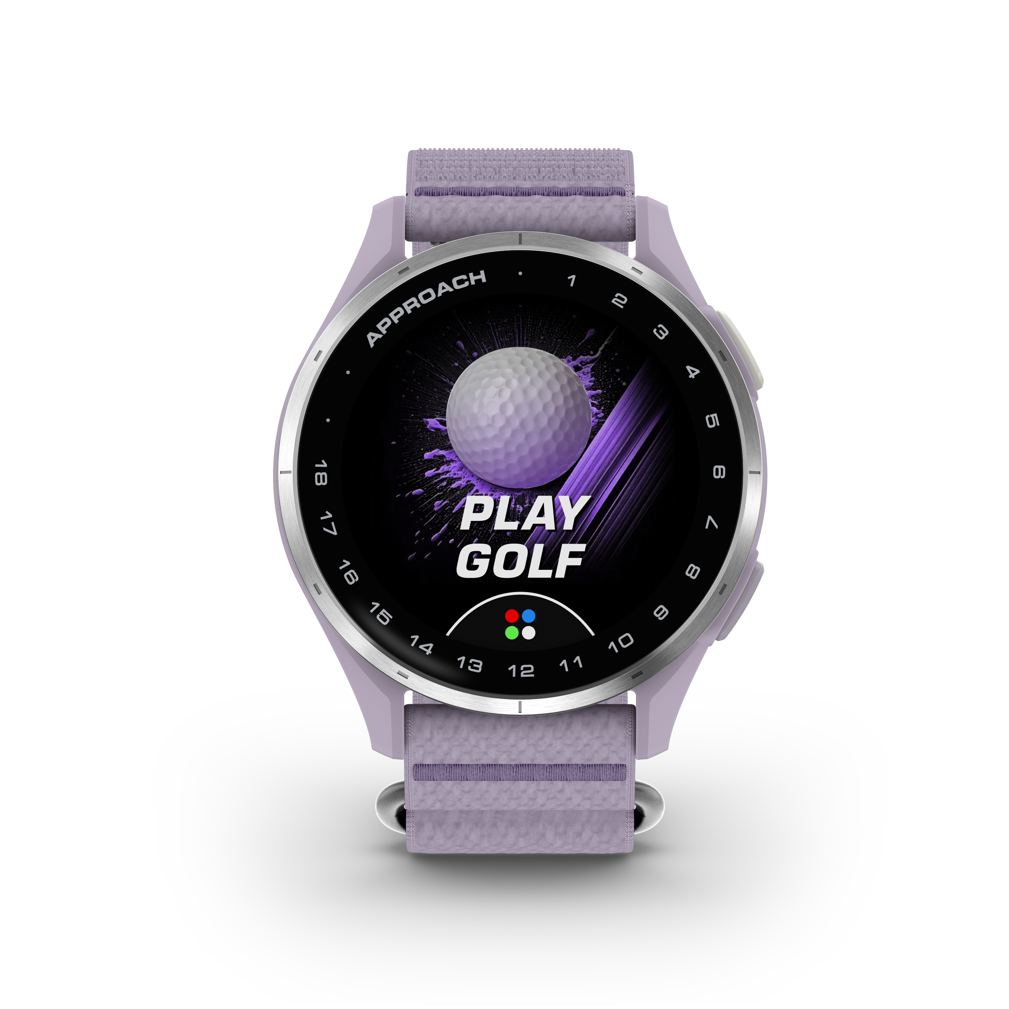 Garmin Approach® J1 – Aluminiowa ramka w kolorze Silver/Pasek ComfortFit Lilac