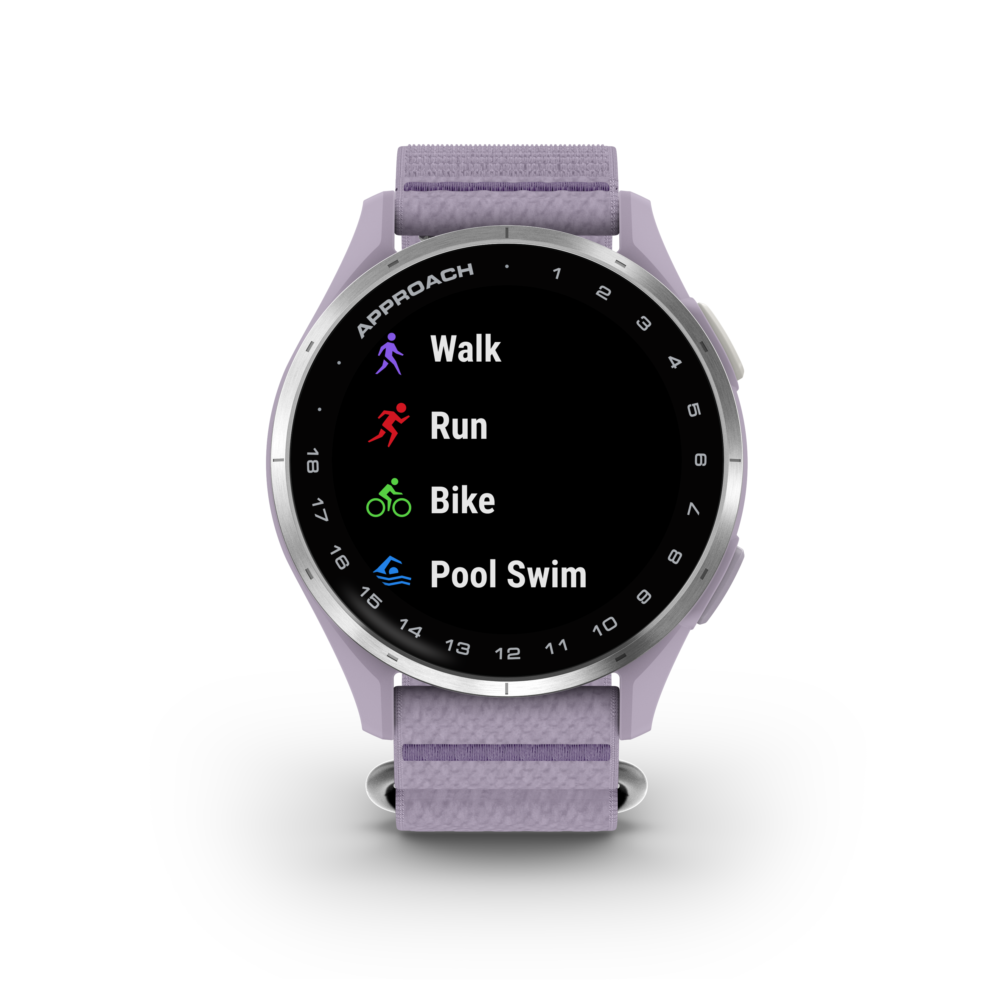 Garmin Approach® J1 – Aluminiowa ramka w kolorze Silver/Pasek ComfortFit Lilac