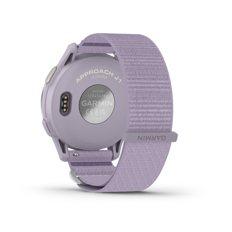 Garmin Approach® J1 – Aluminiowa ramka w kolorze Silver/Pasek ComfortFit Lilac