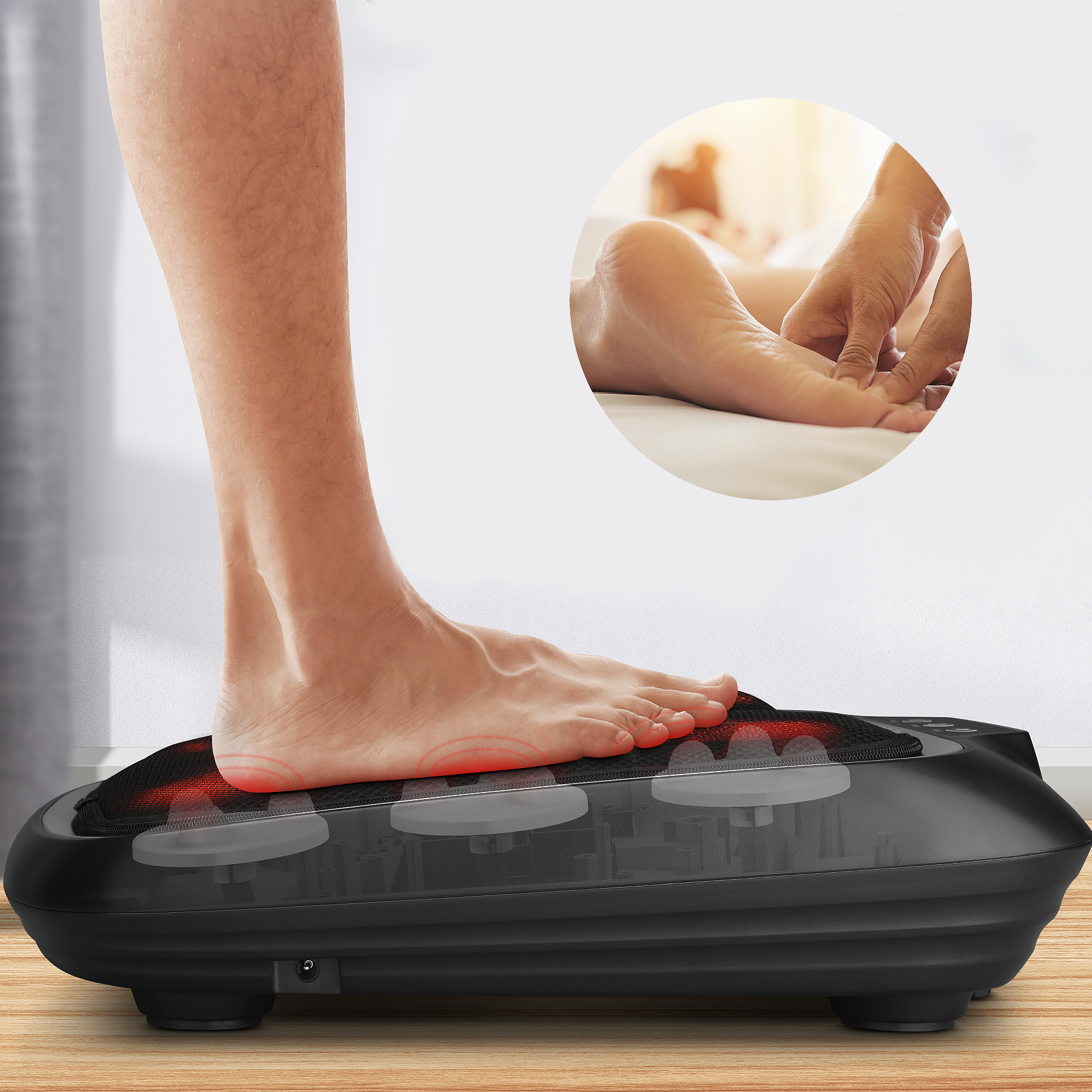 Renpho RF-FM062 – Profesjonalny masażer stóp i łydek Shiatsu z funkcją podgrzewania Czarny