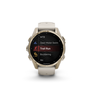 Garmin Fenix 8 AMOLED Sapphire 43mm; kolor Soft Gold z paskiem Fog Grey