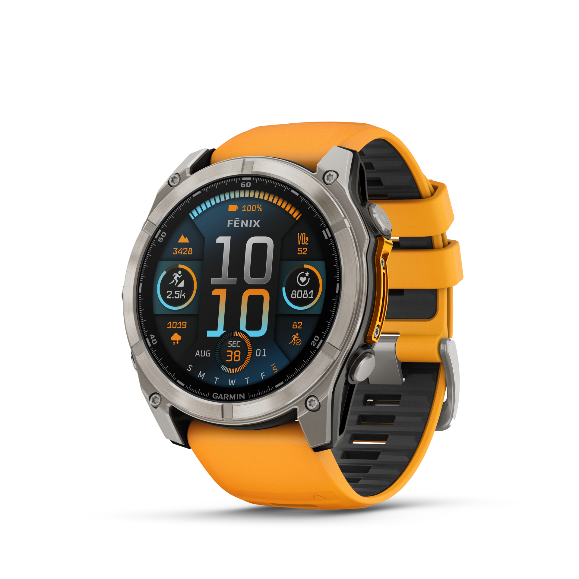 Garmin Fenix 8 51mm, AMOLED, Sapphire, Tytanowy z paskiem silikonowym w kolorze Spark orange / Graphite