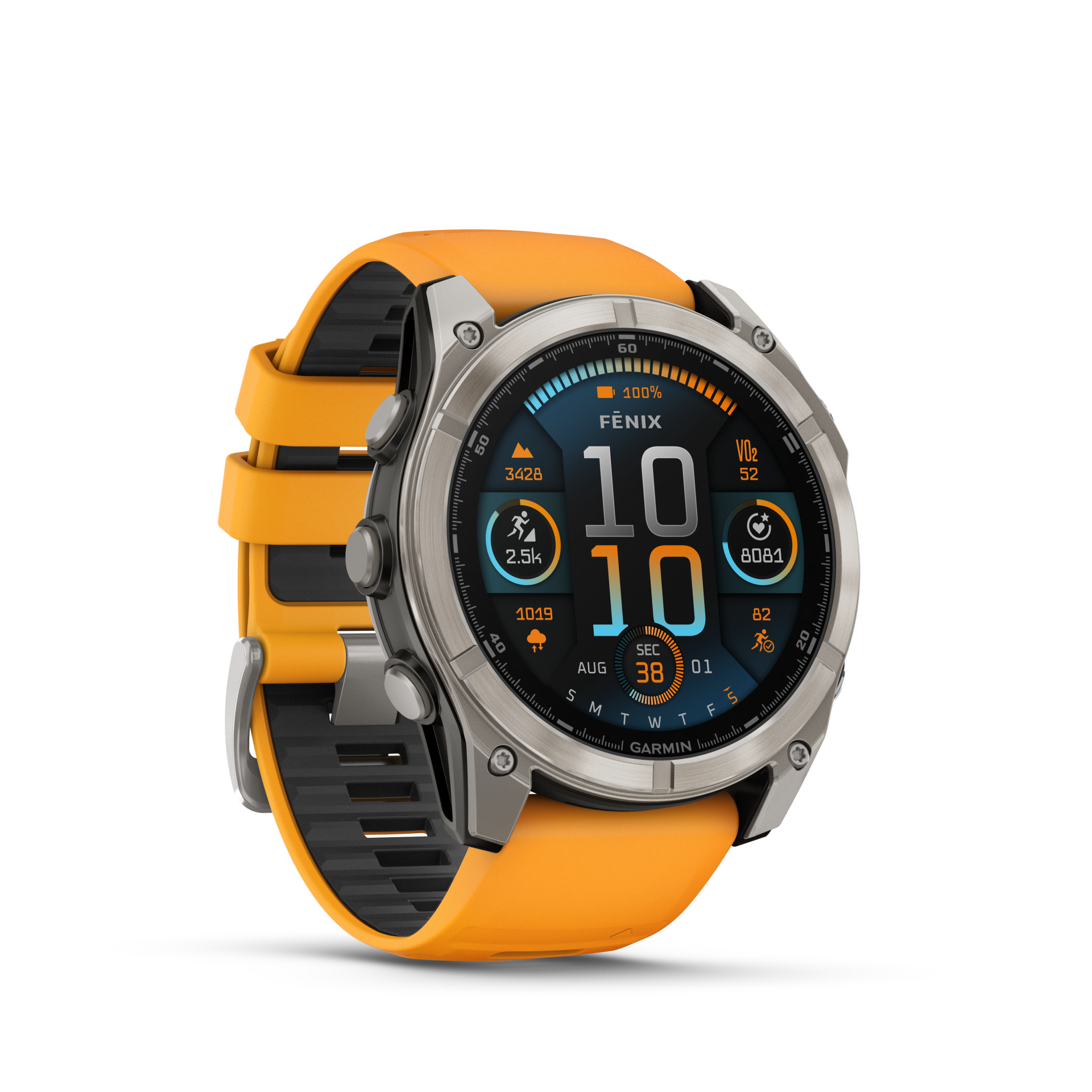 Garmin Fenix 8 51mm, AMOLED, Sapphire, Tytanowy z paskiem silikonowym w kolorze Spark orange / Graphite