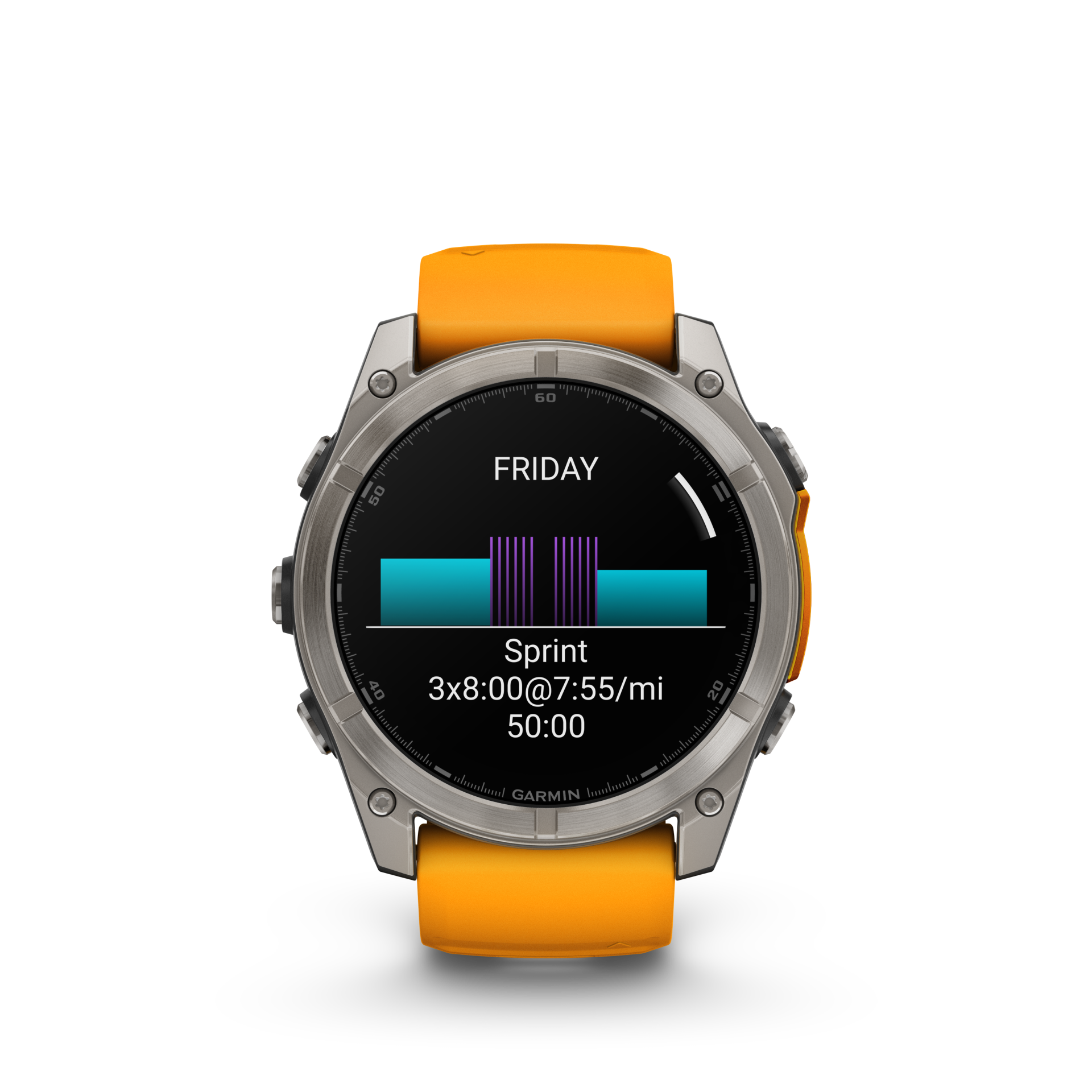 Garmin Fenix 8 51mm, AMOLED, Sapphire, Tytanowy z paskiem silikonowym w kolorze Spark orange / Graphite