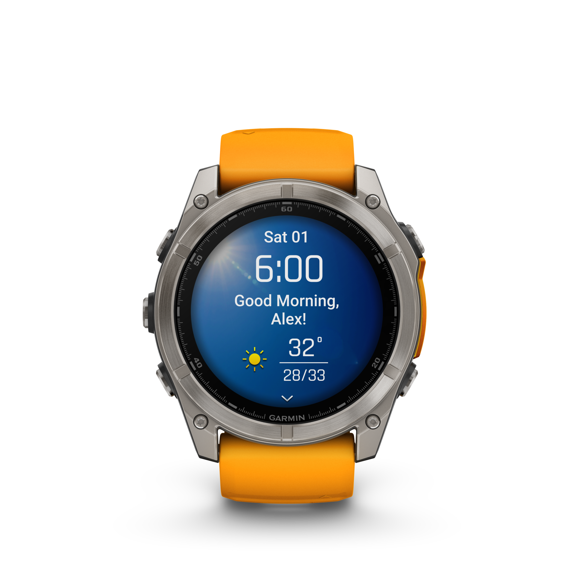 Garmin Fenix 8 51mm, AMOLED, Sapphire, Tytanowy z paskiem silikonowym w kolorze Spark orange / Graphite