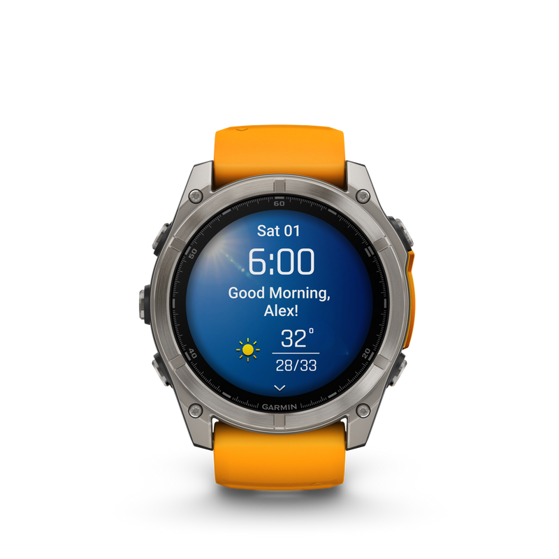 Garmin Fenix 8 51mm, AMOLED, Sapphire, Tytanowy z paskiem silikonowym w kolorze Spark orange / Graphite
