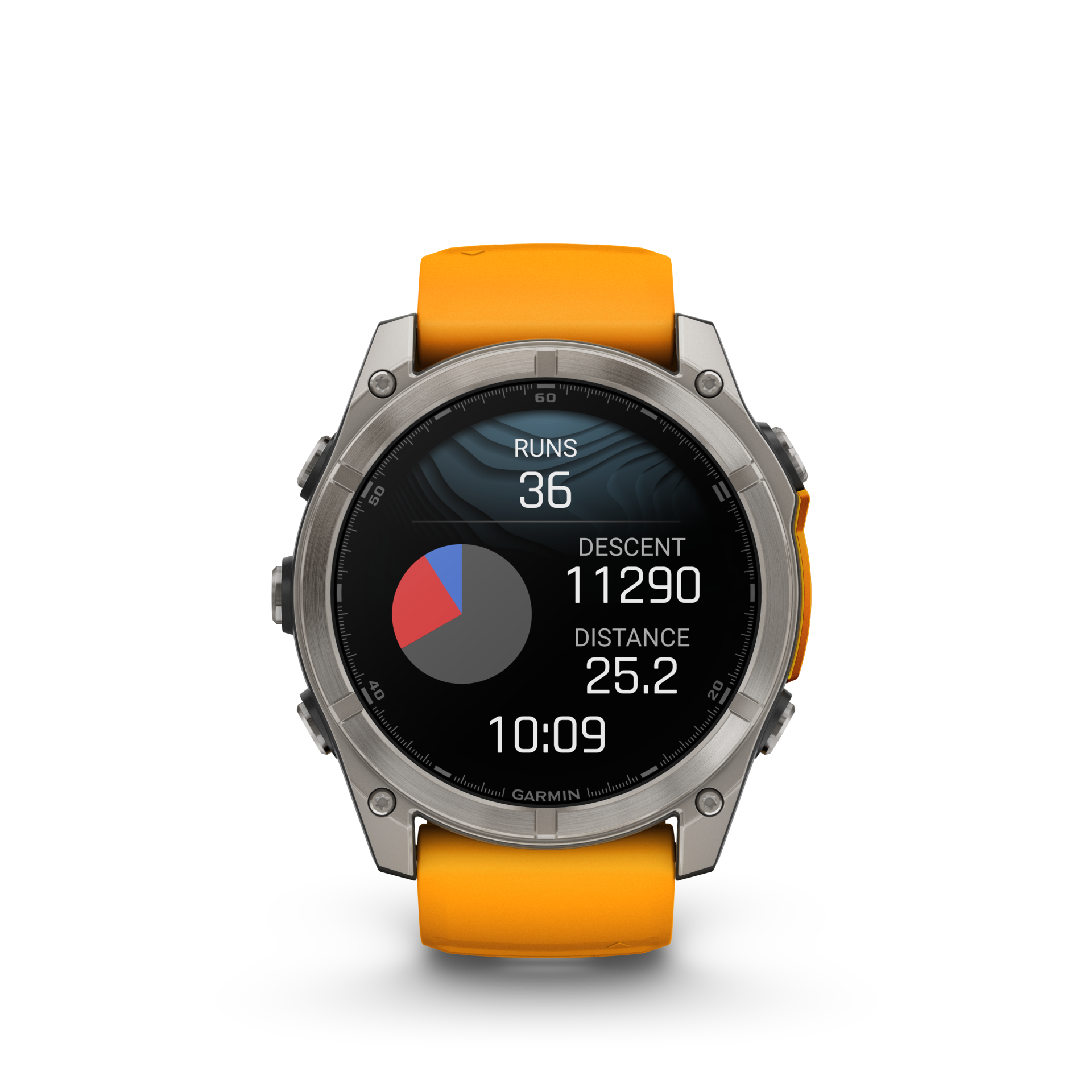 Garmin Fenix 8 51mm, AMOLED, Sapphire, Tytanowy z paskiem silikonowym w kolorze Spark orange / Graphite