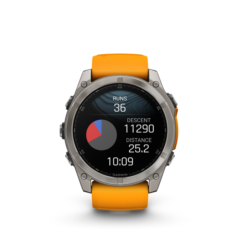 Garmin Fenix 8 51mm, AMOLED, Sapphire, Tytanowy z paskiem silikonowym w kolorze Spark orange / Graphite