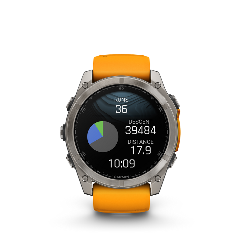 Garmin Fenix 8 51mm, AMOLED, Sapphire, Tytanowy z paskiem silikonowym w kolorze Spark orange / Graphite