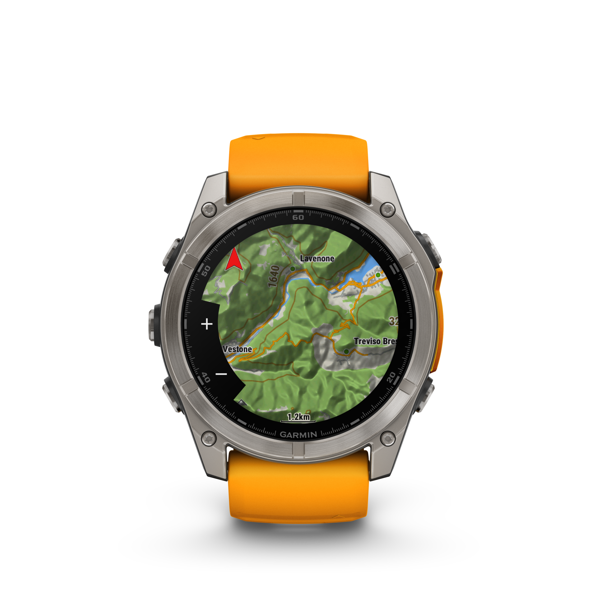 Garmin Fenix 8 51mm, AMOLED, Sapphire, Tytanowy z paskiem silikonowym w kolorze Spark orange / Graphite