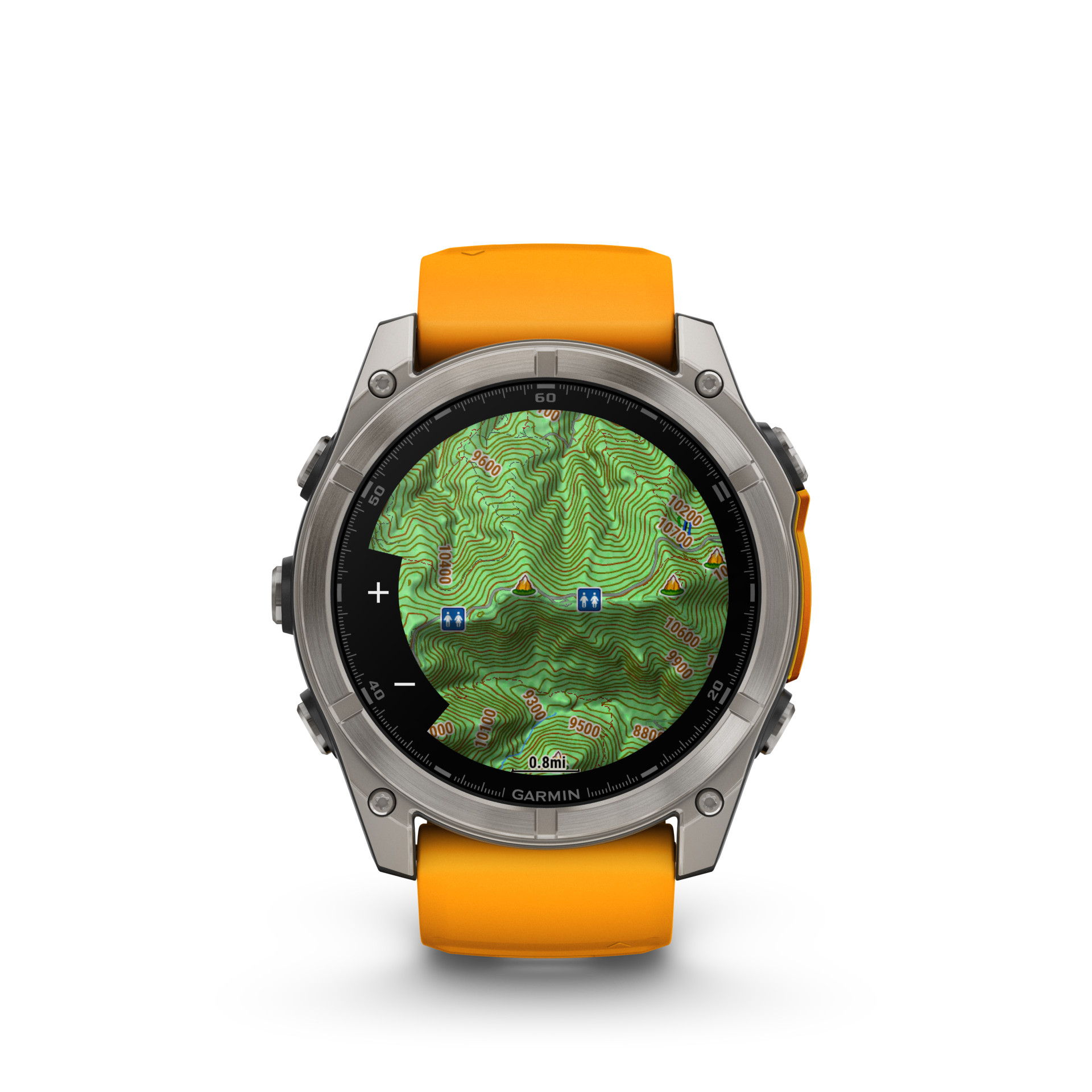 Garmin Fenix 8 51mm, AMOLED, Sapphire, Tytanowy z paskiem silikonowym w kolorze Spark orange / Graphite
