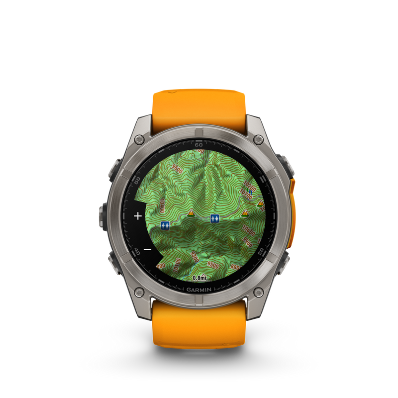 Garmin Fenix 8 51mm, AMOLED, Sapphire, Tytanowy z paskiem silikonowym w kolorze Spark orange / Graphite