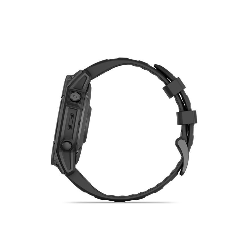 Garmin Fenix E 47 mm z AMOLED - Stal Slate grey z czarnym silikonowym paskiem