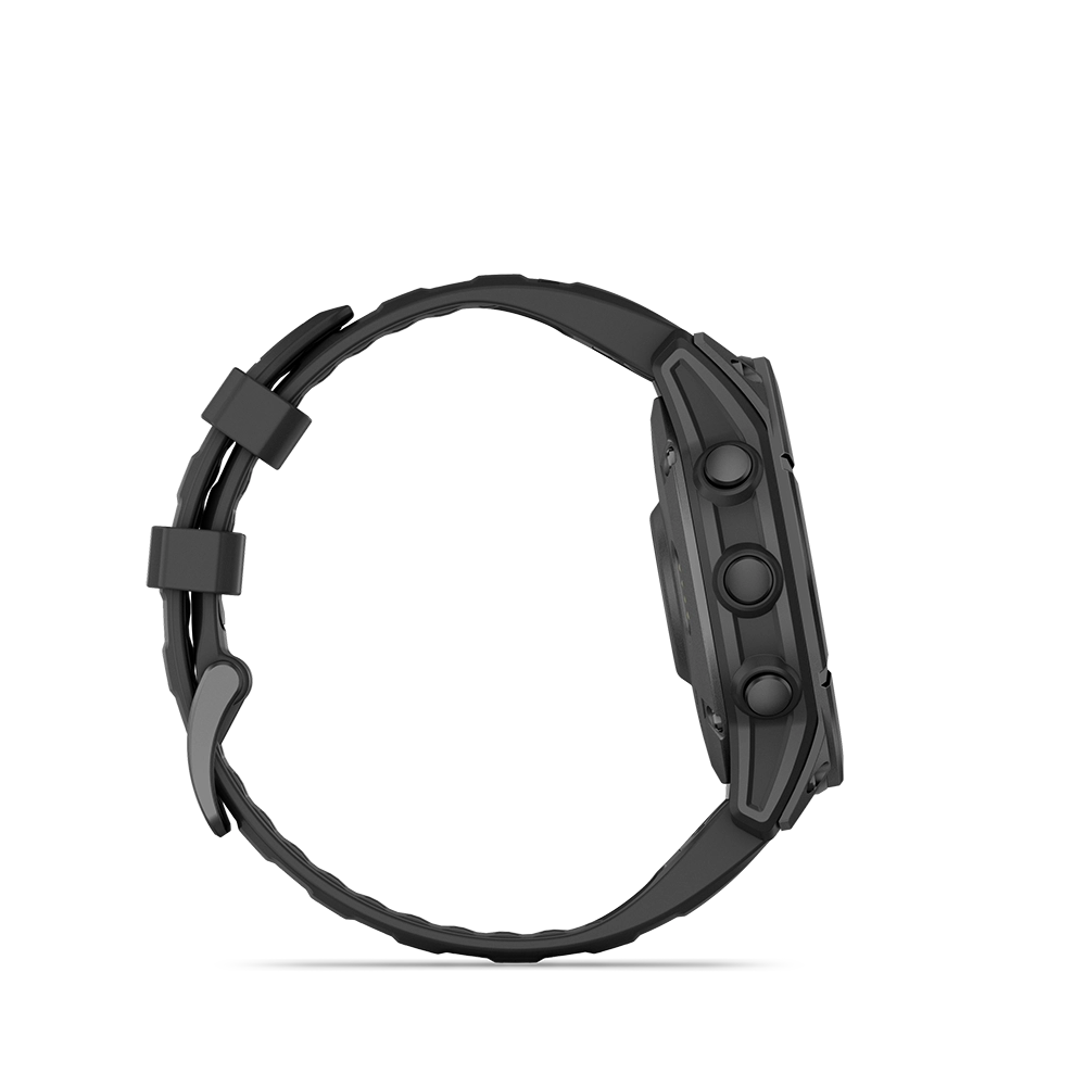 Garmin Fenix E 47 mm z AMOLED - Stal Slate grey z czarnym silikonowym paskiem