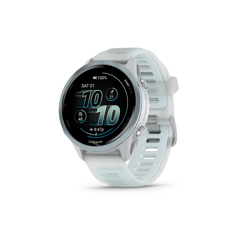 Garmin Forerunner 570 - 42mm Aluminiowy w kolorze Cloud Blue z półprzezroczystym paskiem w kolorze Whitestone/Cloud Blue