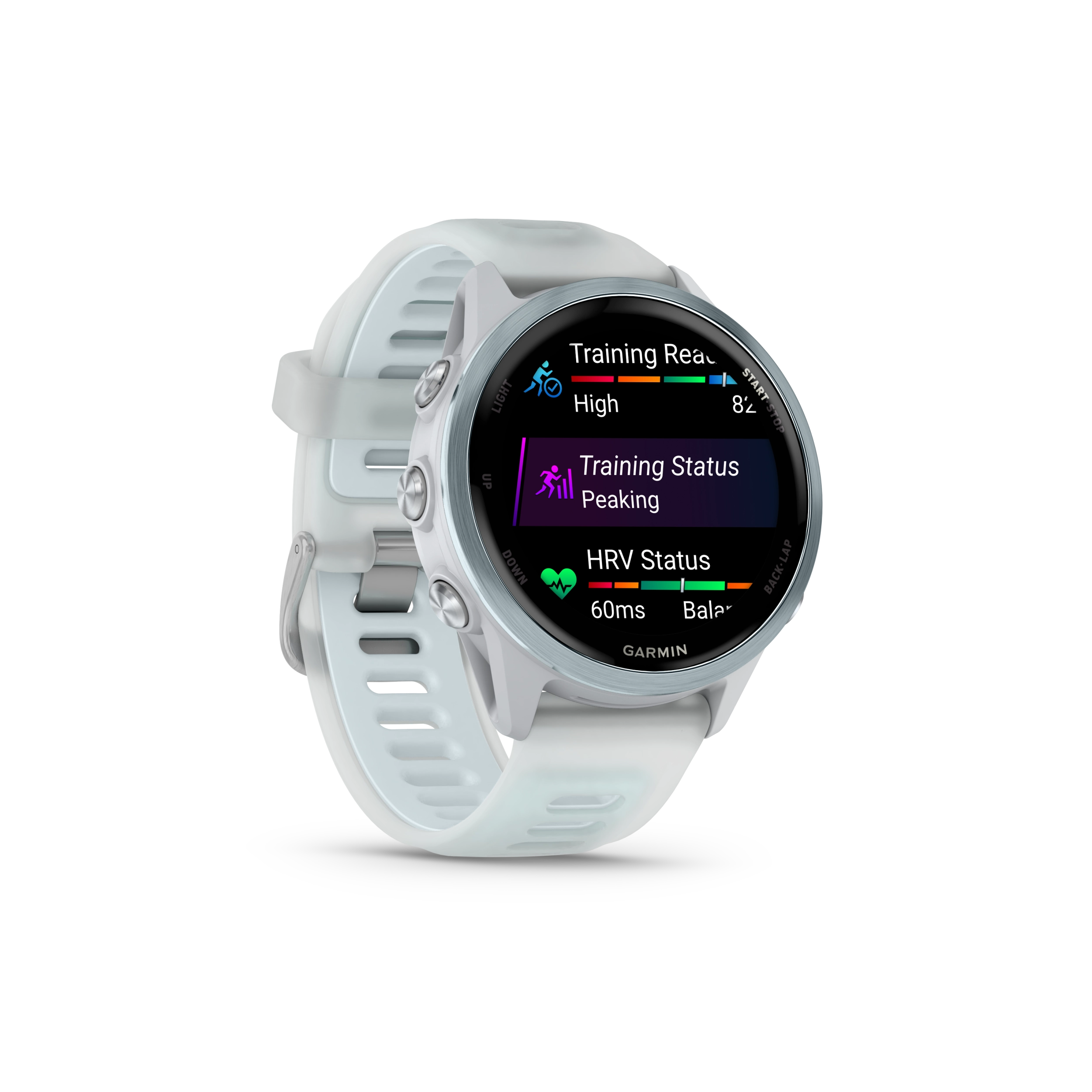 Garmin Forerunner 570 - 42mm Aluminiowy w kolorze Cloud Blue z półprzezroczystym paskiem w kolorze Whitestone/Cloud Blue