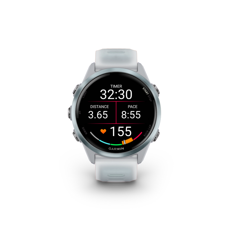 Garmin Forerunner 570 - 42mm Aluminiowy w kolorze Cloud Blue z półprzezroczystym paskiem w kolorze Whitestone/Cloud Blue