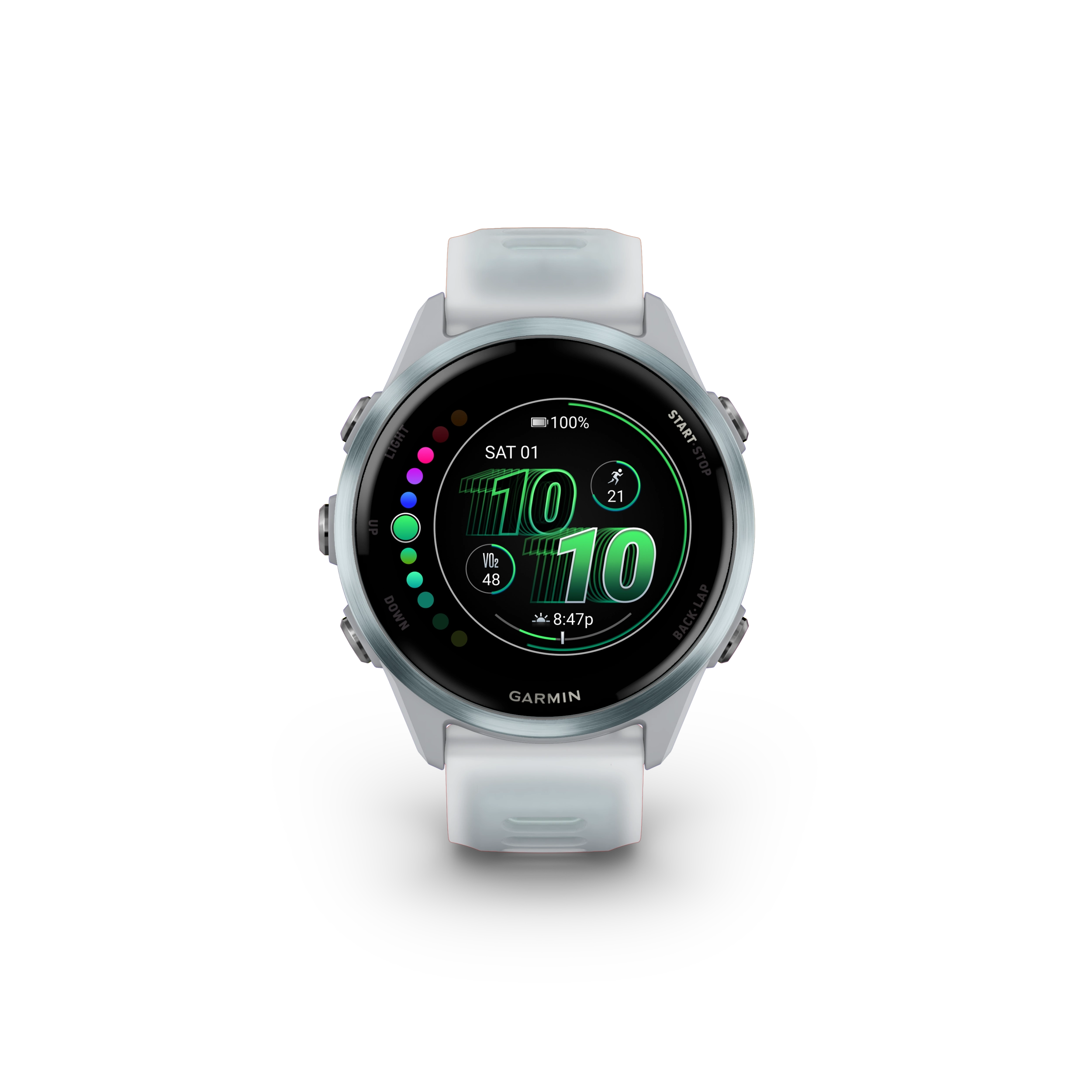 Garmin Forerunner 570 - 42mm Aluminiowy w kolorze Cloud Blue z półprzezroczystym paskiem w kolorze Whitestone/Cloud Blue