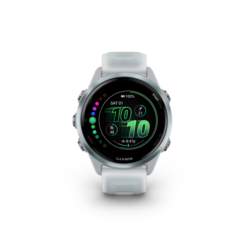 Garmin Forerunner 570 - 42mm Aluminiowy w kolorze Cloud Blue z półprzezroczystym paskiem w kolorze Whitestone/Cloud Blue