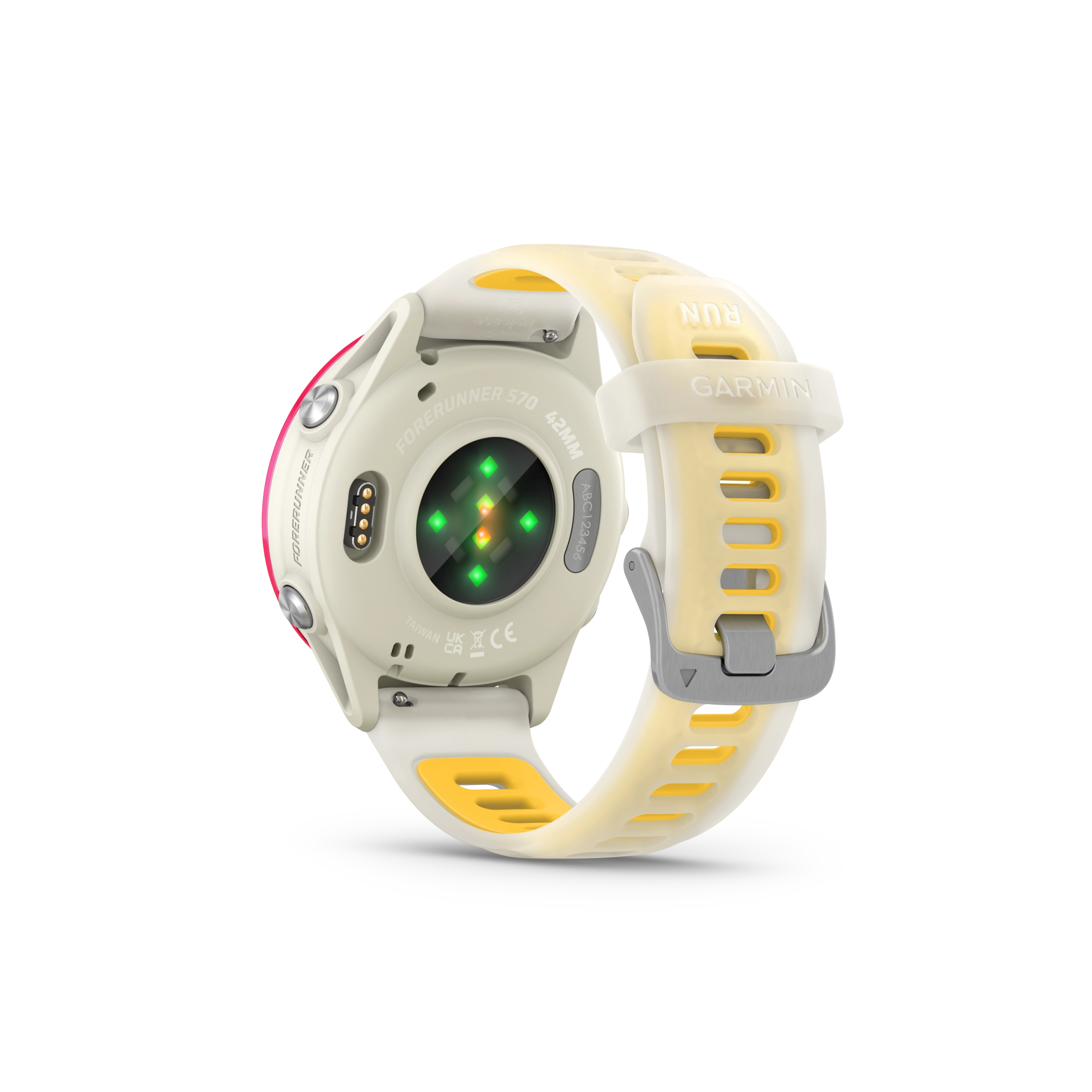 Garmin Forerunner 570 - 42mm Aluminiowy w kolorze Raspberry z półprzezroczystym paskiem w kolorze Bone/Mango