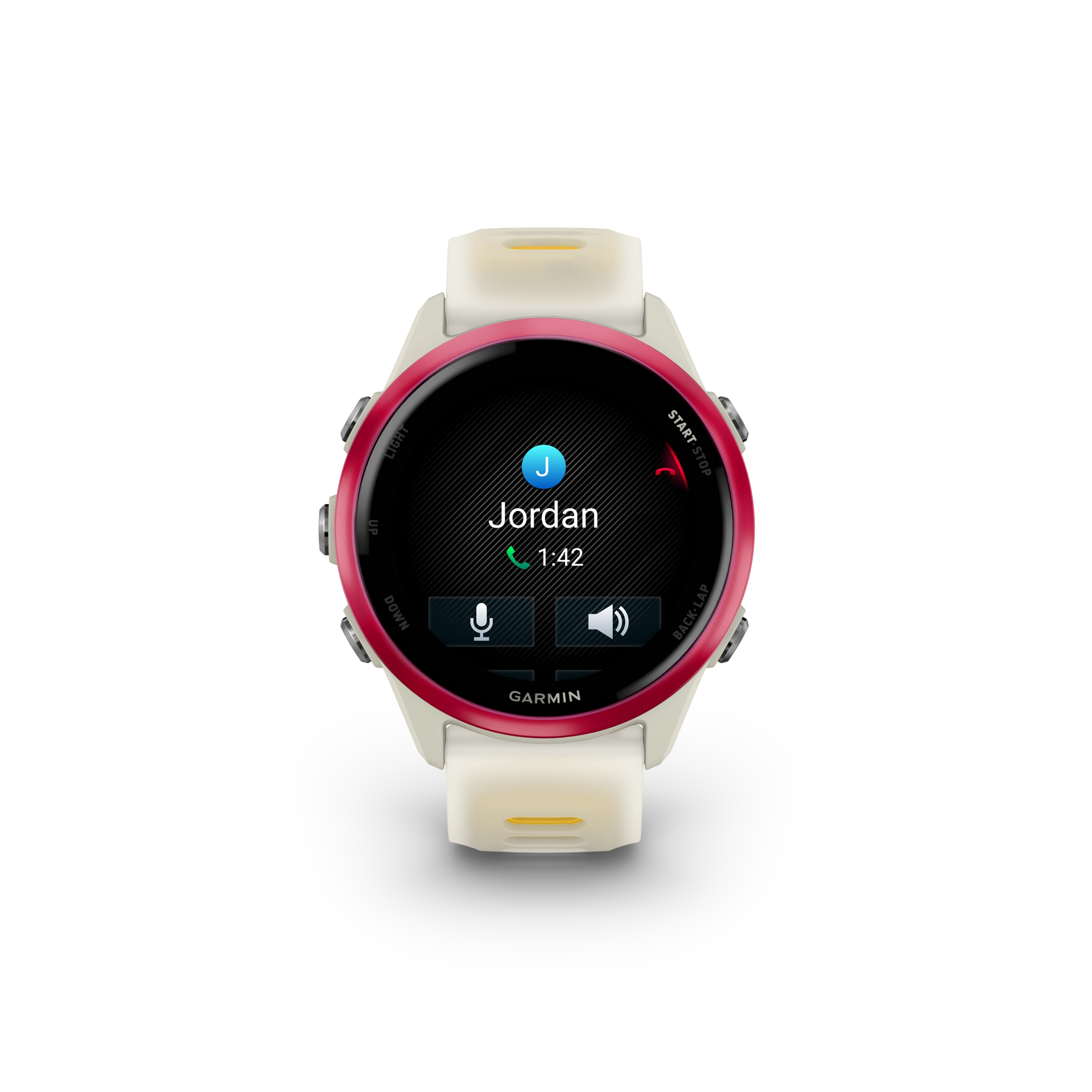 Garmin Forerunner 570 - 42mm Aluminiowy w kolorze Raspberry z półprzezroczystym paskiem w kolorze Bone/Mango
