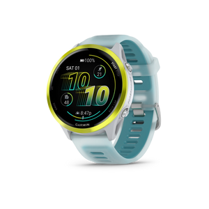 Garmin Forerunner 570 - 47mm Aluminiowy w kolorze Amp Yellow z półprzezroczystym paskiem w kolorze Whitestone/Turquoise