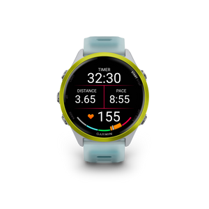 Garmin Forerunner 570 - 47mm Aluminiowy w kolorze Amp Yellow z półprzezroczystym paskiem w kolorze Whitestone/Turquoise